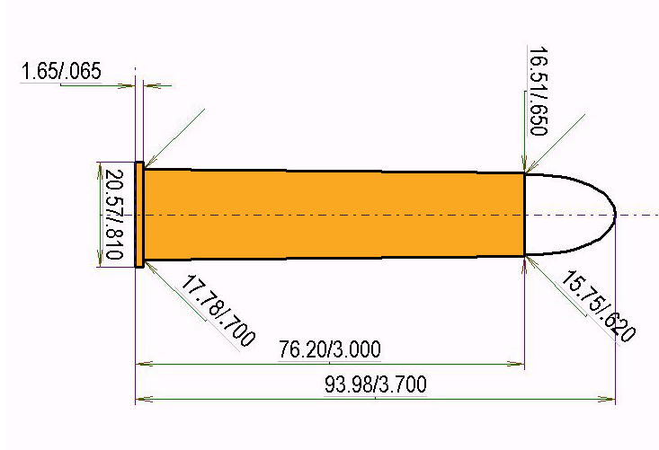 .600 N.E. Calibres Dimensiones y especificaciones técnicas