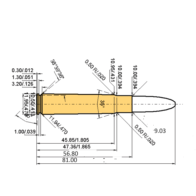 9 x 57 Mauser Calibres Dimensiones y especificaciones técnicas