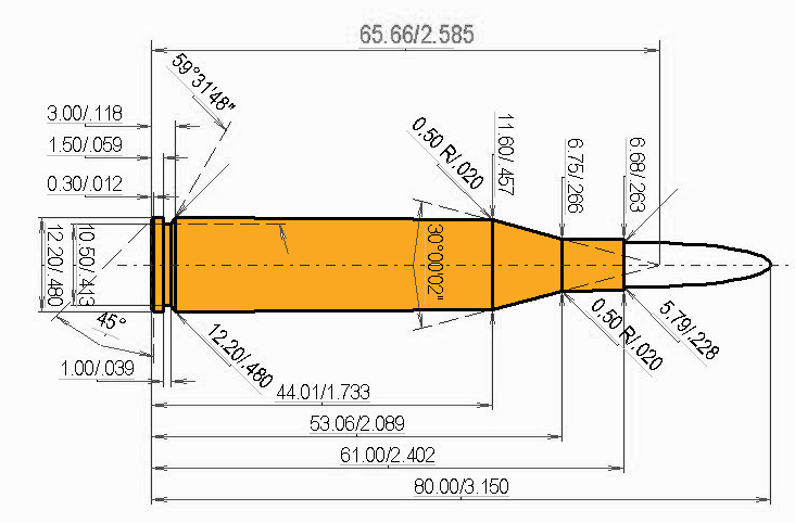 5.6 x 61 SE v.Hofe Calibres Dimensiones y especificaciones técnicas