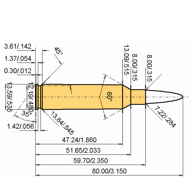 7 mm Blaser Mag Calibres Dimensiones y especificaciones técnicas