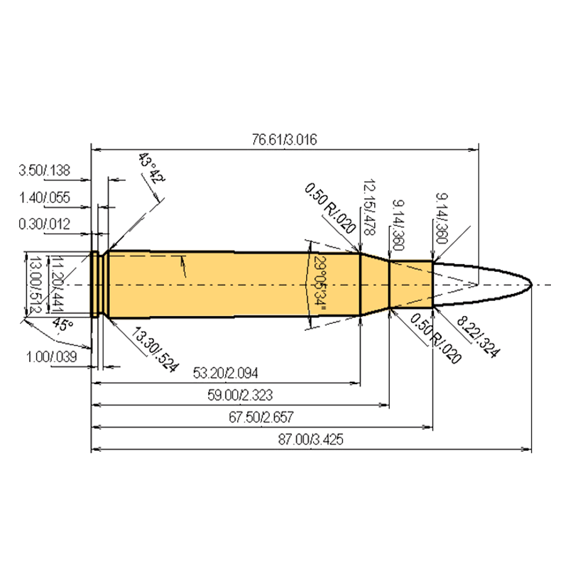 8 x 68 S Calibres Dimensiones y especificaciones técnicas