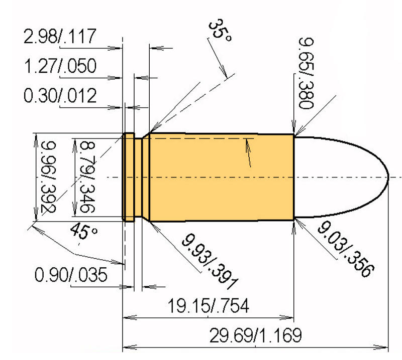 9mmluger Calibres Dimensiones y especificaciones técnicas