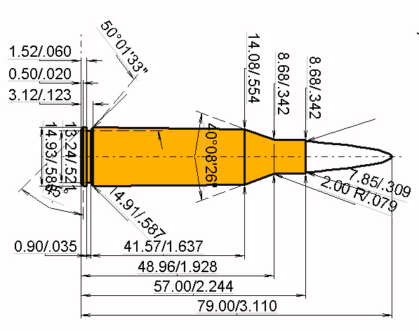 7.62 UKM Calibres Dimensiones y especificaciones técnicas