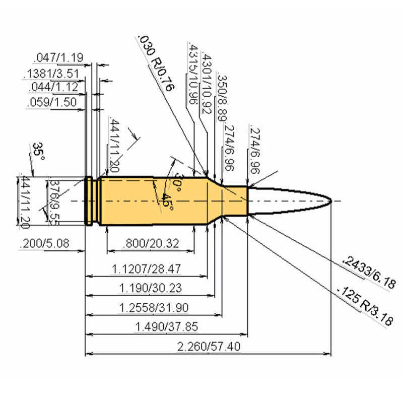 6 mm ARC Calibres Dimensiones y especificaciones técnicas