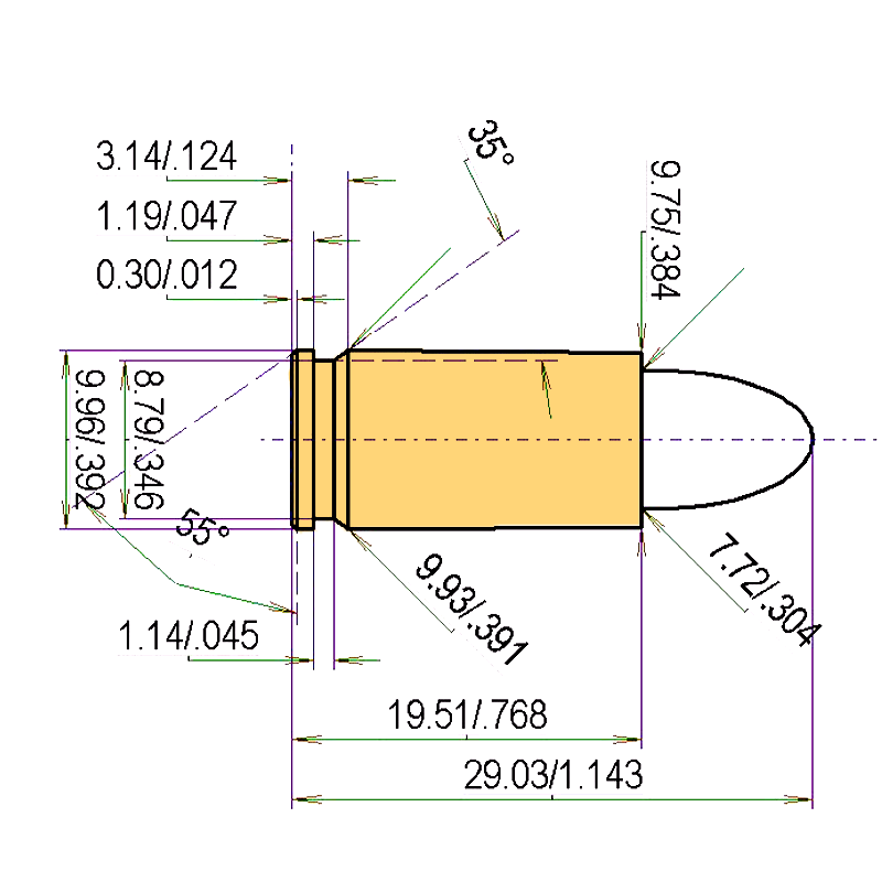 9 mm FX & CQT Calibres Dimensiones y especificaciones técnicas