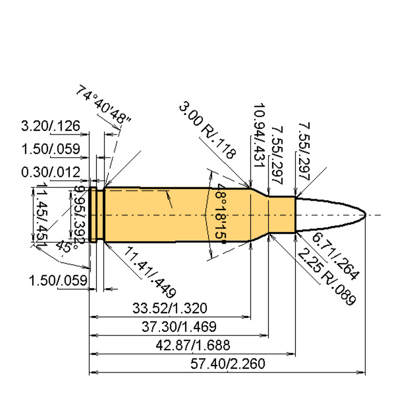 6.5 mm Lahoz Calibres Dimensiones y especificaciones técnicas