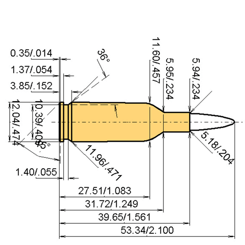 5 mm / 35 SMc Calibres Dimensiones y especificaciones técnicas