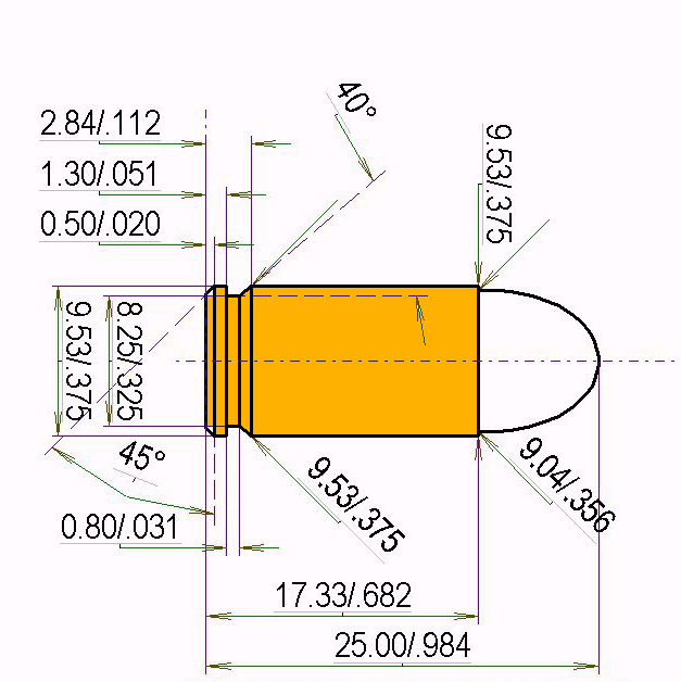 9 mm Browning court Calibres Dimensiones y especificaciones técnicas