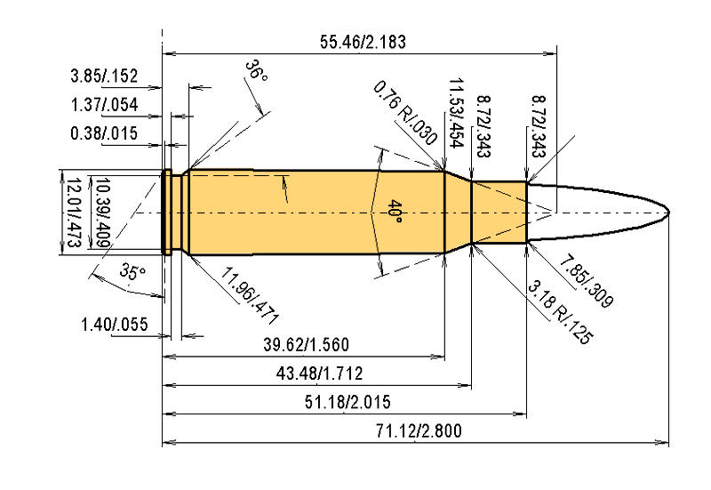 308win Calibres Dimensiones y especificaciones técnicas