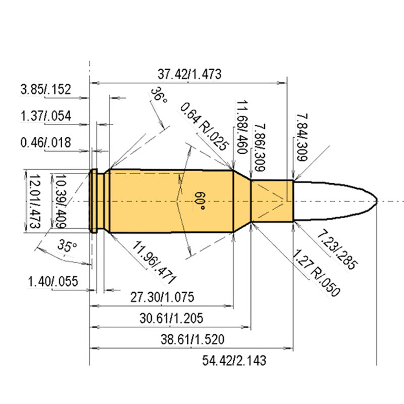 7 mm B.R. Rem. Calibres Dimensiones y especificaciones técnicas