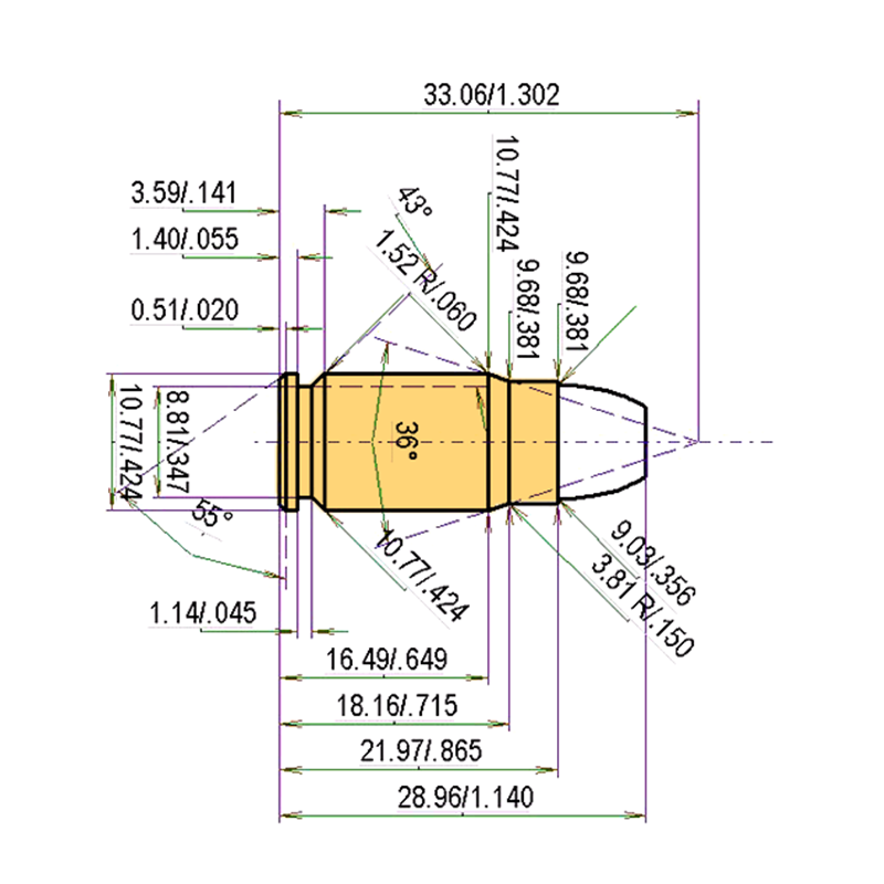 .357 SIG Calibres Dimensiones y especificaciones técnicas
