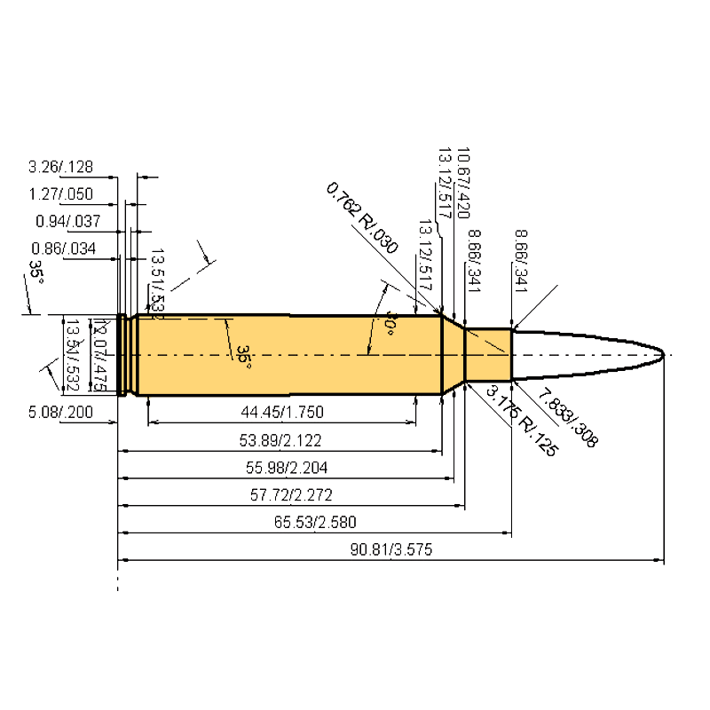 .300 Precision Rifle Calibres Dimensiones y especificaciones técnicas